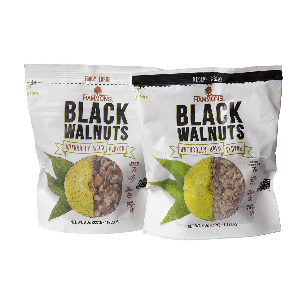 Fancy Large & Recipe Ready Wild Black Walnuts 8 oz Bag - Combo Pack